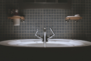 A sparkling sink and faucet in the bathroom